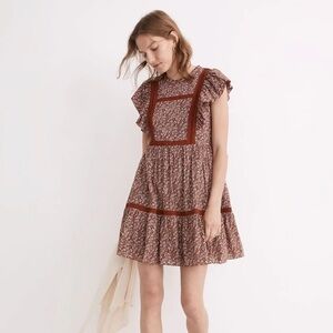Madewell Flutter-Sleeve Mini Dress in Cottage Garden XL